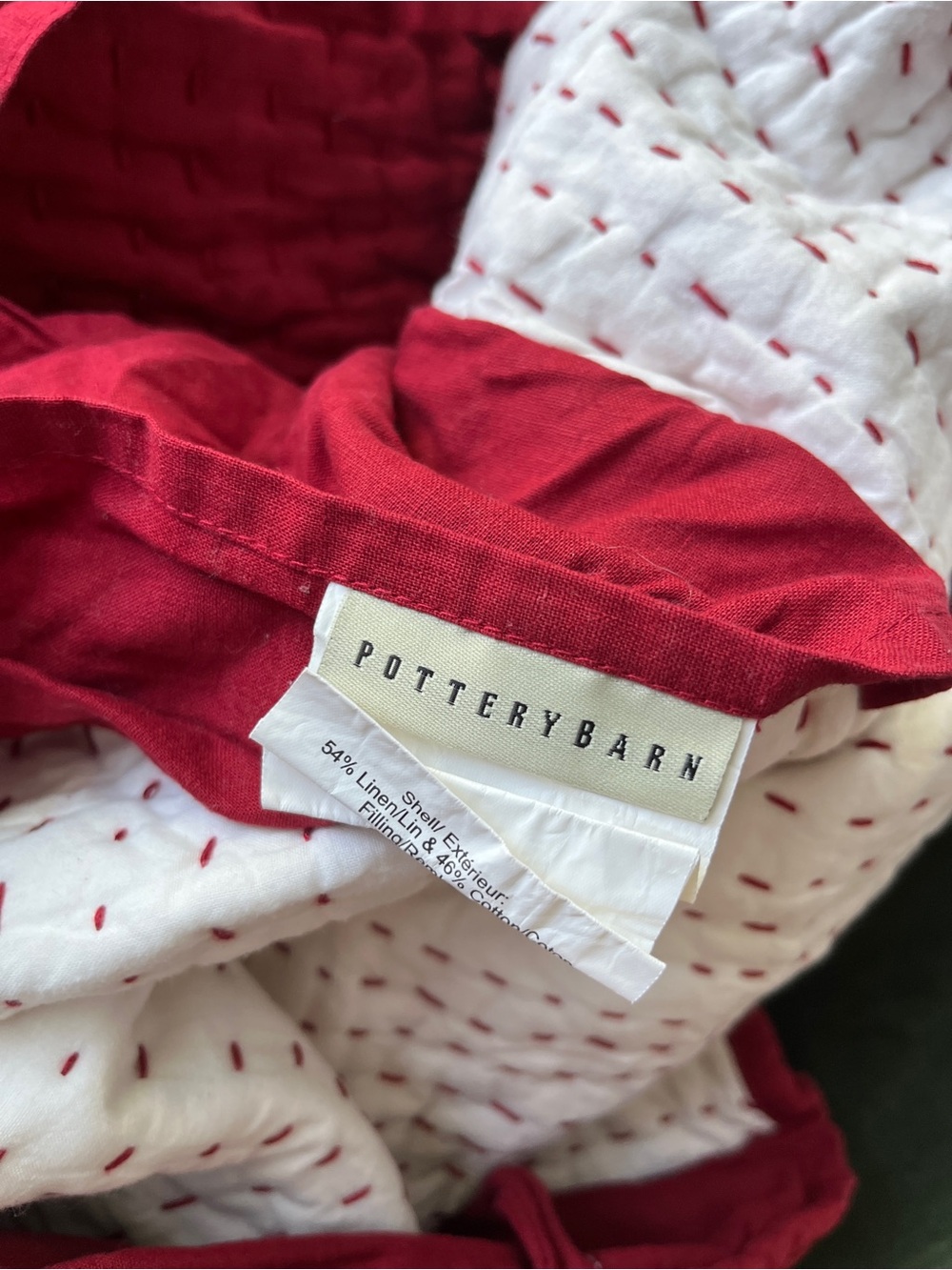 Pottery Barn best seller pick stitch linen cotton quilted shams (set of 2) 26 in